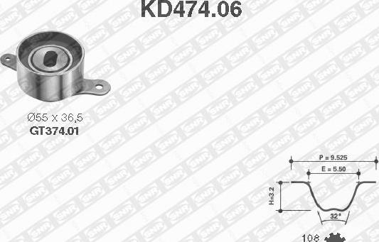 SNR KD474.06 - Комплект зубчатого ремня ГРМ www.autospares.lv