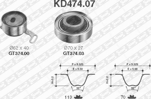 SNR KD474.07 - Комплект зубчатого ремня ГРМ www.autospares.lv