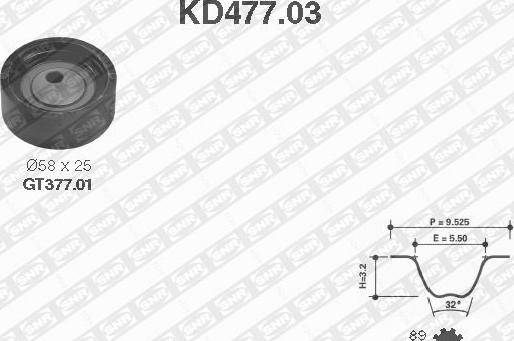 SNR KD477.03 - Комплект зубчатого ремня ГРМ www.autospares.lv