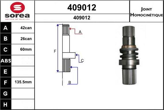 SNRA 409012 - Šarnīru komplekts, Piedziņas vārpsta www.autospares.lv