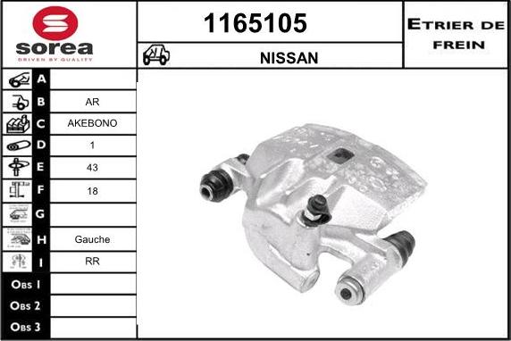 SNRA 1165105 - Brake Caliper www.autospares.lv