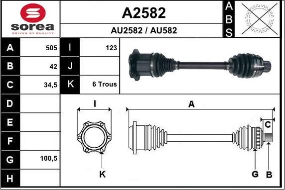 SNRA A2582 - Piedziņas vārpsta autospares.lv