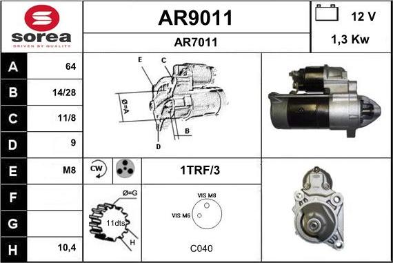 SNRA AR9011 - Стартер www.autospares.lv