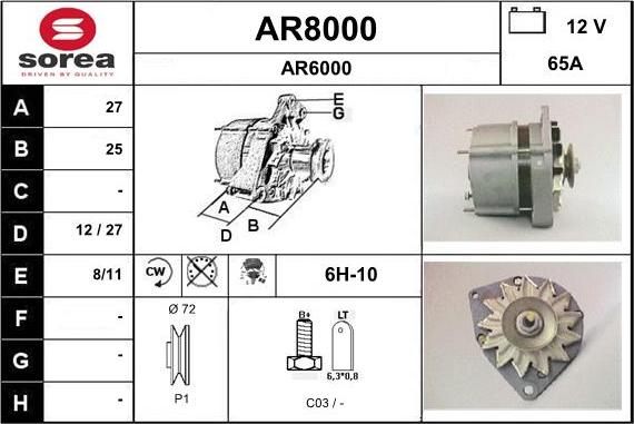 SNRA AR8000 - Генератор www.autospares.lv