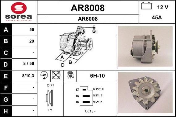 SNRA AR8008 - Ģenerators autospares.lv