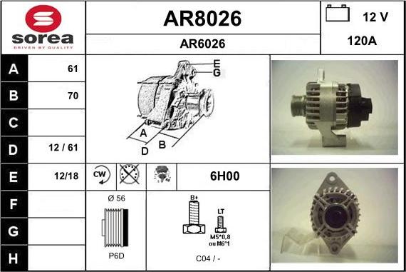 SNRA AR8026 - Alternator www.autospares.lv