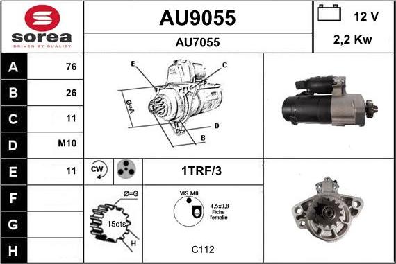 SNRA AU9055 - Starteris autospares.lv