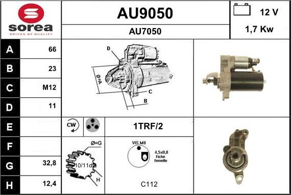 SNRA AU9050 - Стартер www.autospares.lv