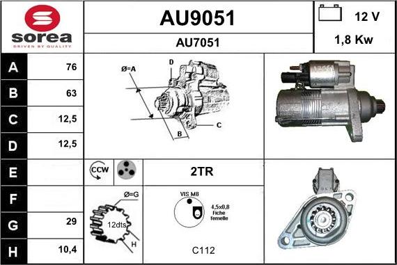 SNRA AU9051 - Стартер www.autospares.lv