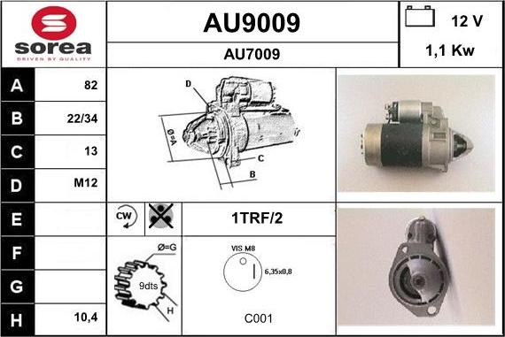 SNRA AU9009 - Starteris autospares.lv