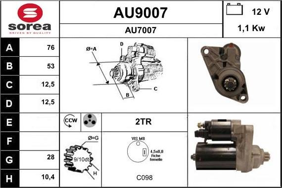 SNRA AU9007 - Starteris autospares.lv