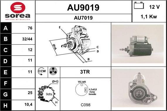 SNRA AU9019 - Стартер www.autospares.lv