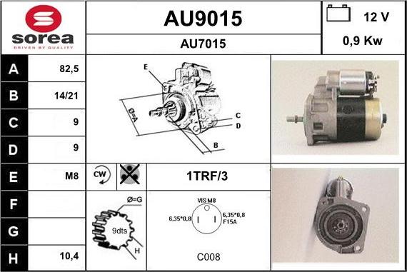 SNRA AU9015 - Стартер www.autospares.lv