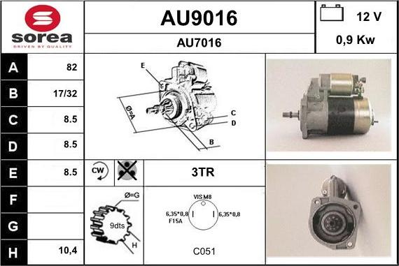 SNRA AU9016 - Стартер www.autospares.lv