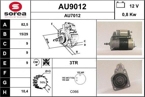 SNRA AU9012 - Starteris www.autospares.lv