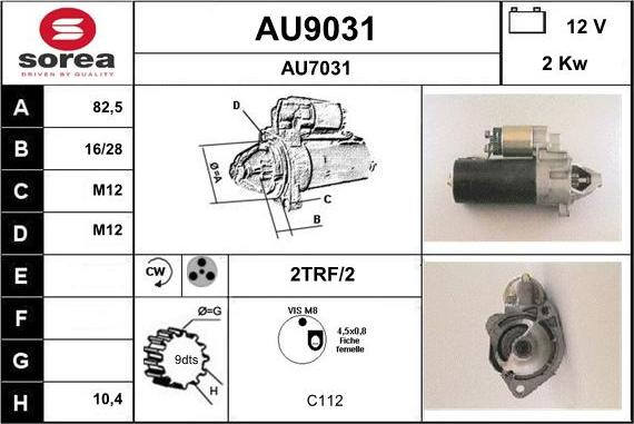 SNRA AU9031 - Starteris autospares.lv