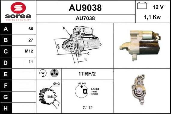 SNRA AU9038 - Стартер www.autospares.lv