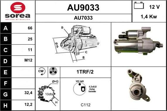 SNRA AU9033 - Starteris www.autospares.lv