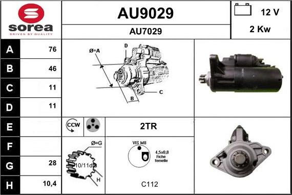 SNRA AU9029 - Starteris www.autospares.lv