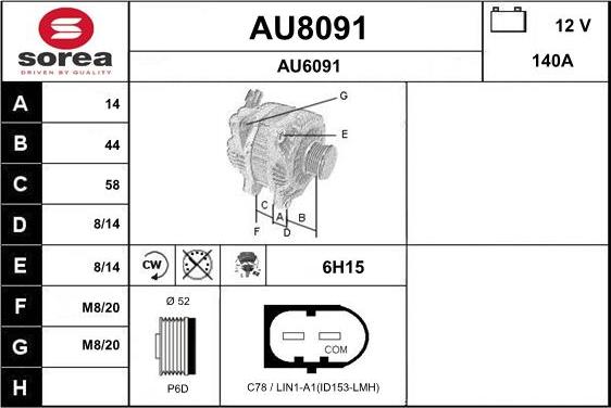 SNRA AU8091 - Генератор www.autospares.lv