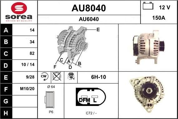 SNRA AU8040 - Alternator www.autospares.lv