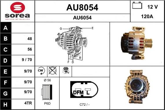 SNRA AU8054 - Alternator www.autospares.lv