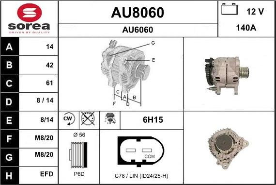 SNRA AU8060 - Ģenerators autospares.lv