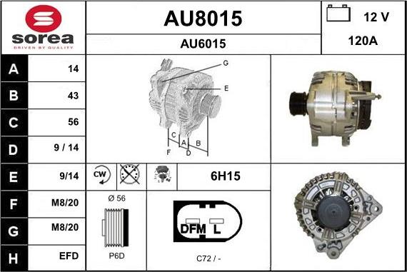 SNRA AU8015 - Ģenerators autospares.lv