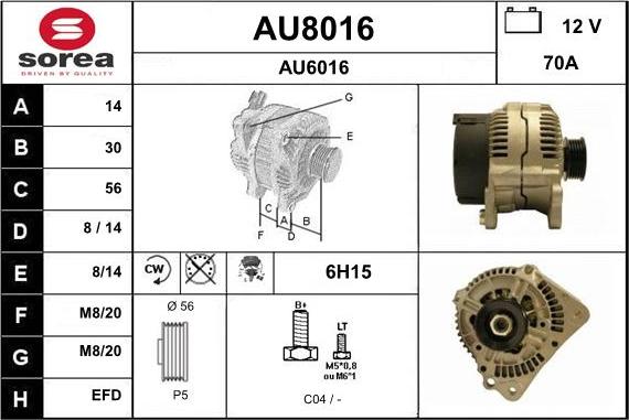 SNRA AU8016 - Ģenerators www.autospares.lv