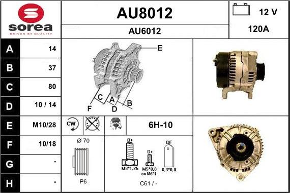 SNRA AU8012 - Alternator www.autospares.lv