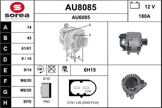 SNRA AU8085 - Ģenerators www.autospares.lv