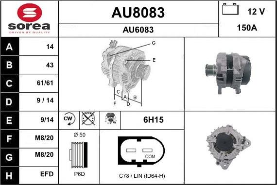 SNRA AU8083 - Ģenerators www.autospares.lv