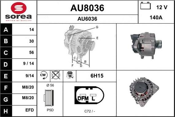 SNRA AU8036 - Ģenerators www.autospares.lv