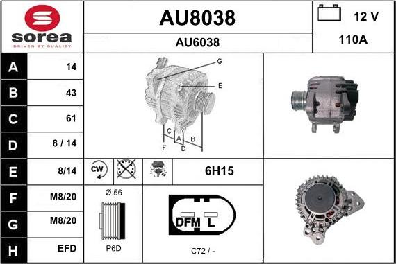 SNRA AU8038 - Ģenerators autospares.lv