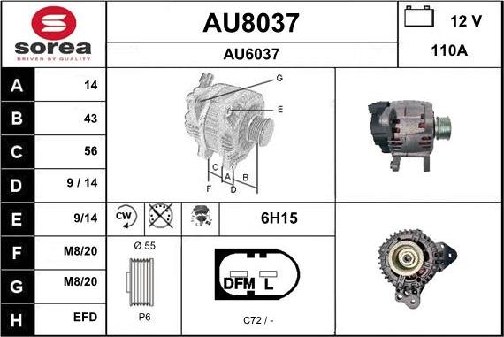 SNRA AU8037 - Ģenerators www.autospares.lv