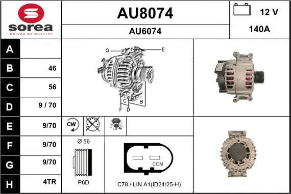 SNRA AU8074 - Alternator www.autospares.lv