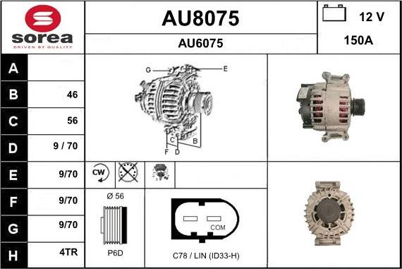 SNRA AU8075 - Alternator www.autospares.lv