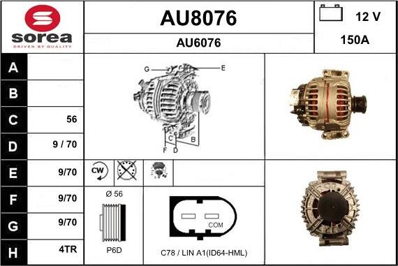 SNRA AU8076 - Alternator www.autospares.lv