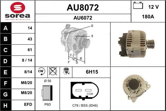 SNRA AU8072 - Ģenerators www.autospares.lv