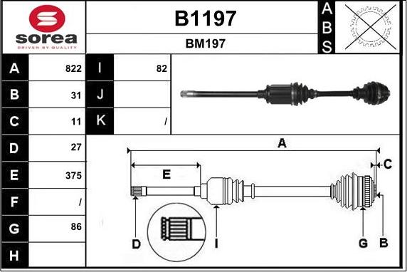 SNRA B1197 - Piedziņas vārpsta www.autospares.lv