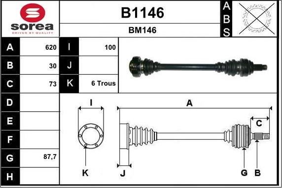 SNRA B1146 - Piedziņas vārpsta autospares.lv