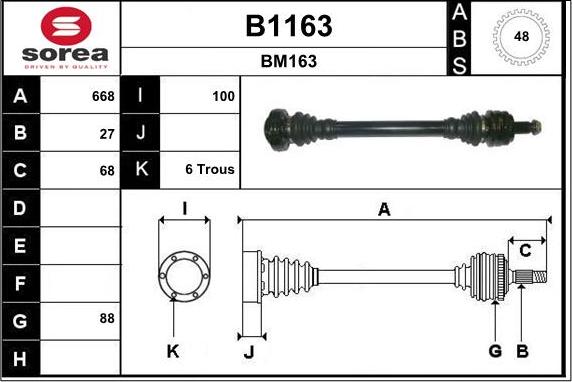 SNRA B1163 - Piedziņas vārpsta autospares.lv