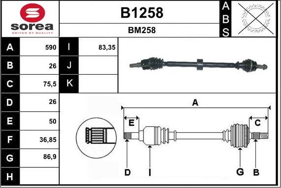 SNRA B1258 - Piedziņas vārpsta www.autospares.lv