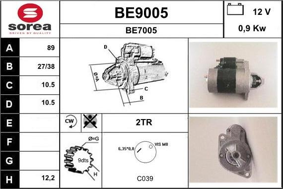 SNRA BE9005 - Starteris autospares.lv