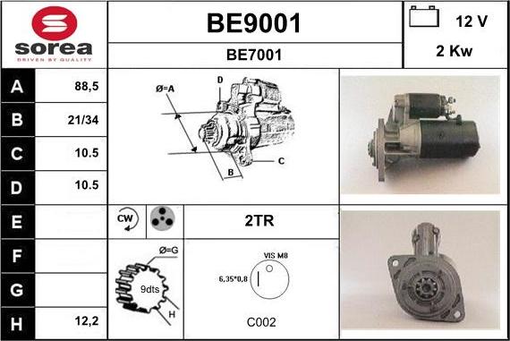 SNRA BE9001 - Starteris www.autospares.lv