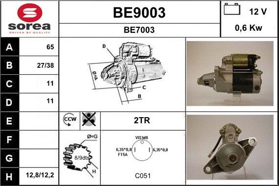 SNRA BE9003 - Starteris www.autospares.lv