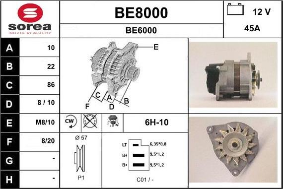 SNRA BE8000 - Ģenerators www.autospares.lv