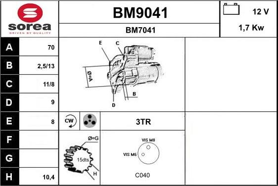 SNRA BM9041 - Starteris www.autospares.lv