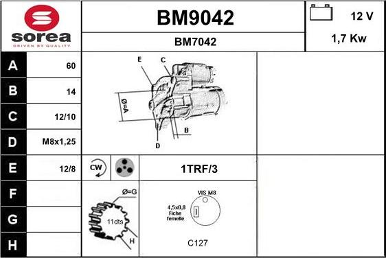 SNRA BM9042 - Starteris autospares.lv