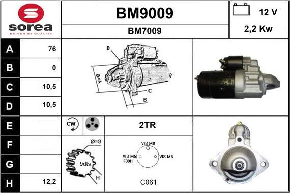 SNRA BM9009 - Starter www.autospares.lv